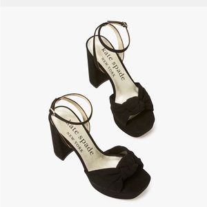 Kate Spade Confetti Platform Sandal Heels Black Suede Size 6.5